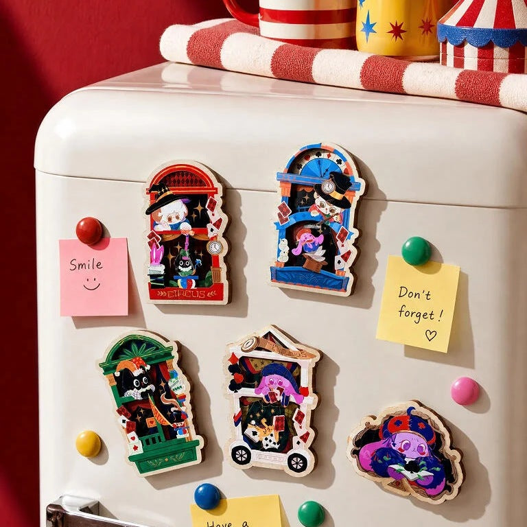 On the fridge alongside other designs from the series
