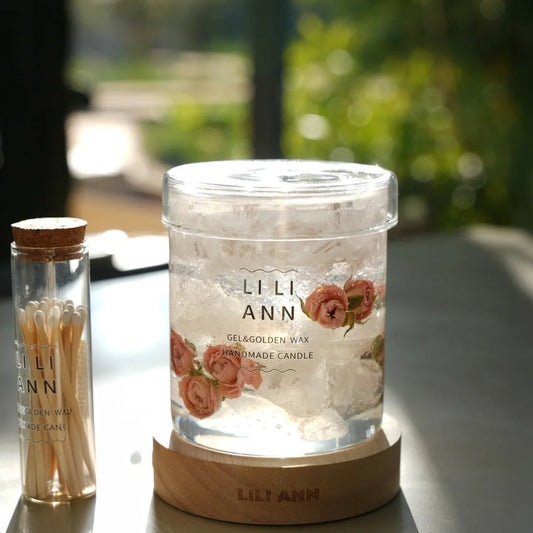 Handmade Crystal Candle Set (Snowkissed Rose)