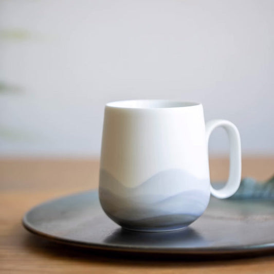 Hand-painted Coffee and Tea Mug (Foggy Mountains)