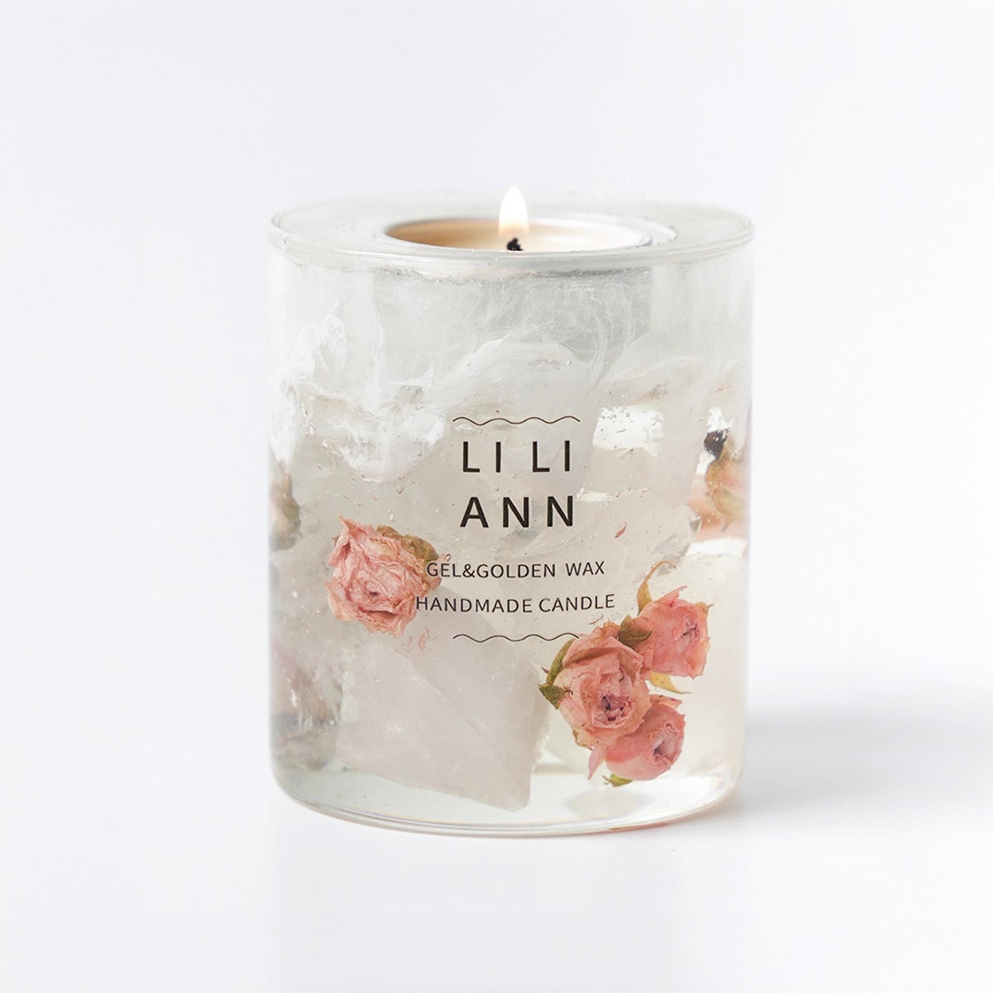 Handmade Crystal Candle Set (Snowkissed Rose)