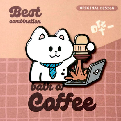 倒咖啡猫（金属徽章、磁吸冰箱贴）