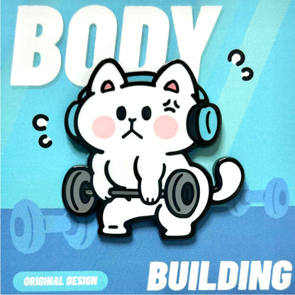 健身猫（金属徽章、磁吸冰箱贴）