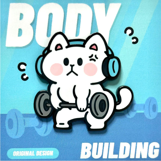 健身猫（金属徽章、磁吸冰箱贴）