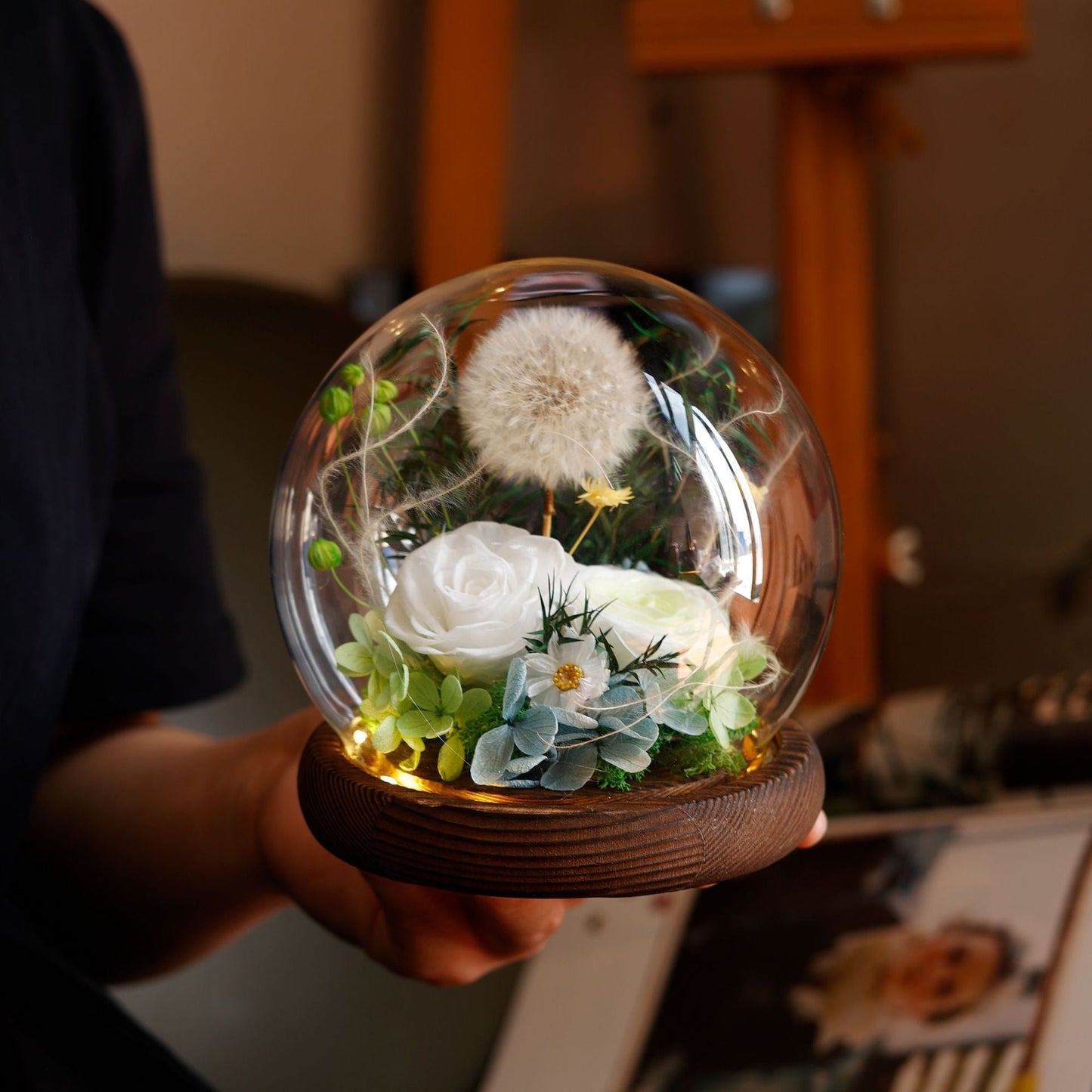Preserved Flower Light Dome