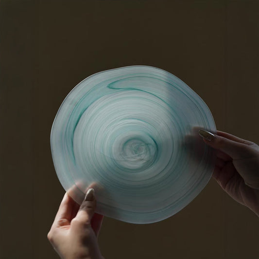 Wavy Frost Glass Salad and Fruit Plate