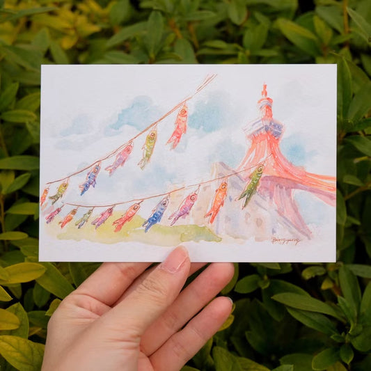 Japan Scenery Watercolor Postcard (Tokyo Tower)