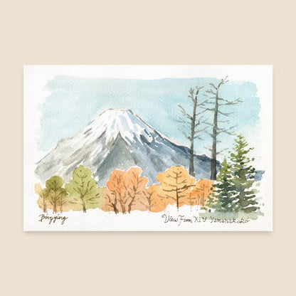 Japan Scenery Watercolor Postcard (Mountain Fuji)